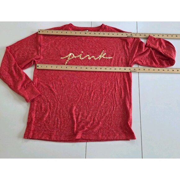 PINK Victorias Secret Pajama Set Women S Heathered Red LS Top Plaid Pants Lounge - Picture 4 of 16